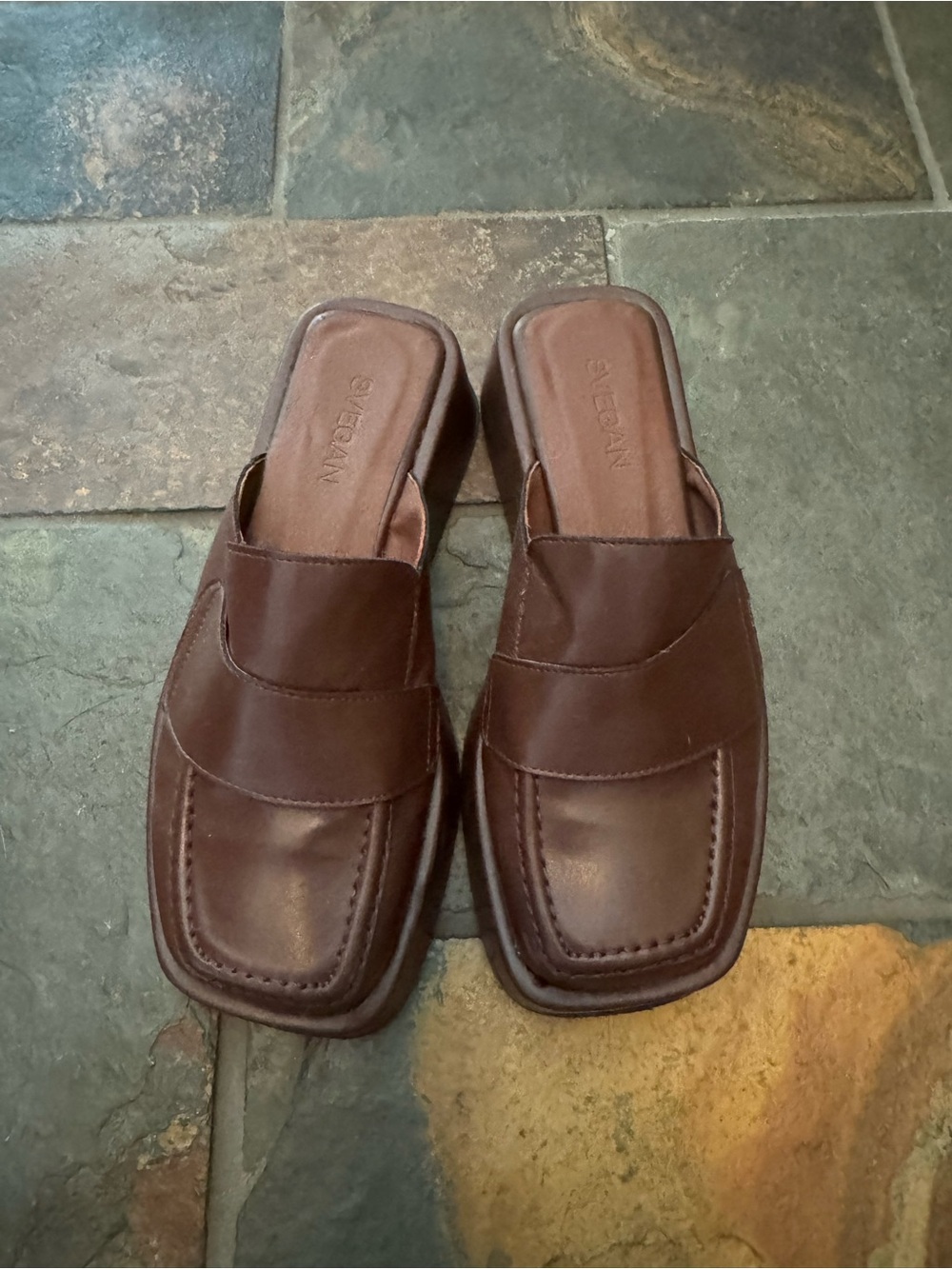 ALOHAS SVEGAN Brown Leather Slip-On Loafers